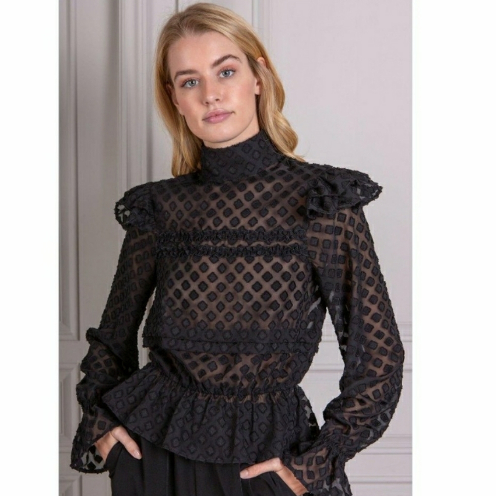 NWT SENLIS Cici Victorian Long Sleeve Boho Blouse - Picture 3 of 6